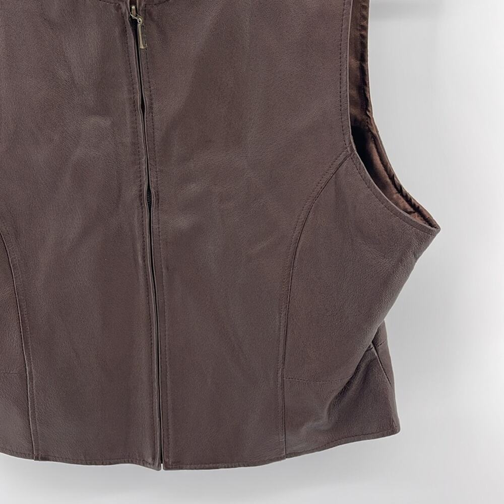 Emma James leather front full zip western rodeo vest sz 16 - Picture 4 of 6
